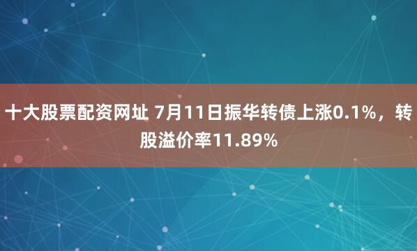 十大股票配资网址 7月11日振华转债上涨0.1%，转股溢价率11.89%